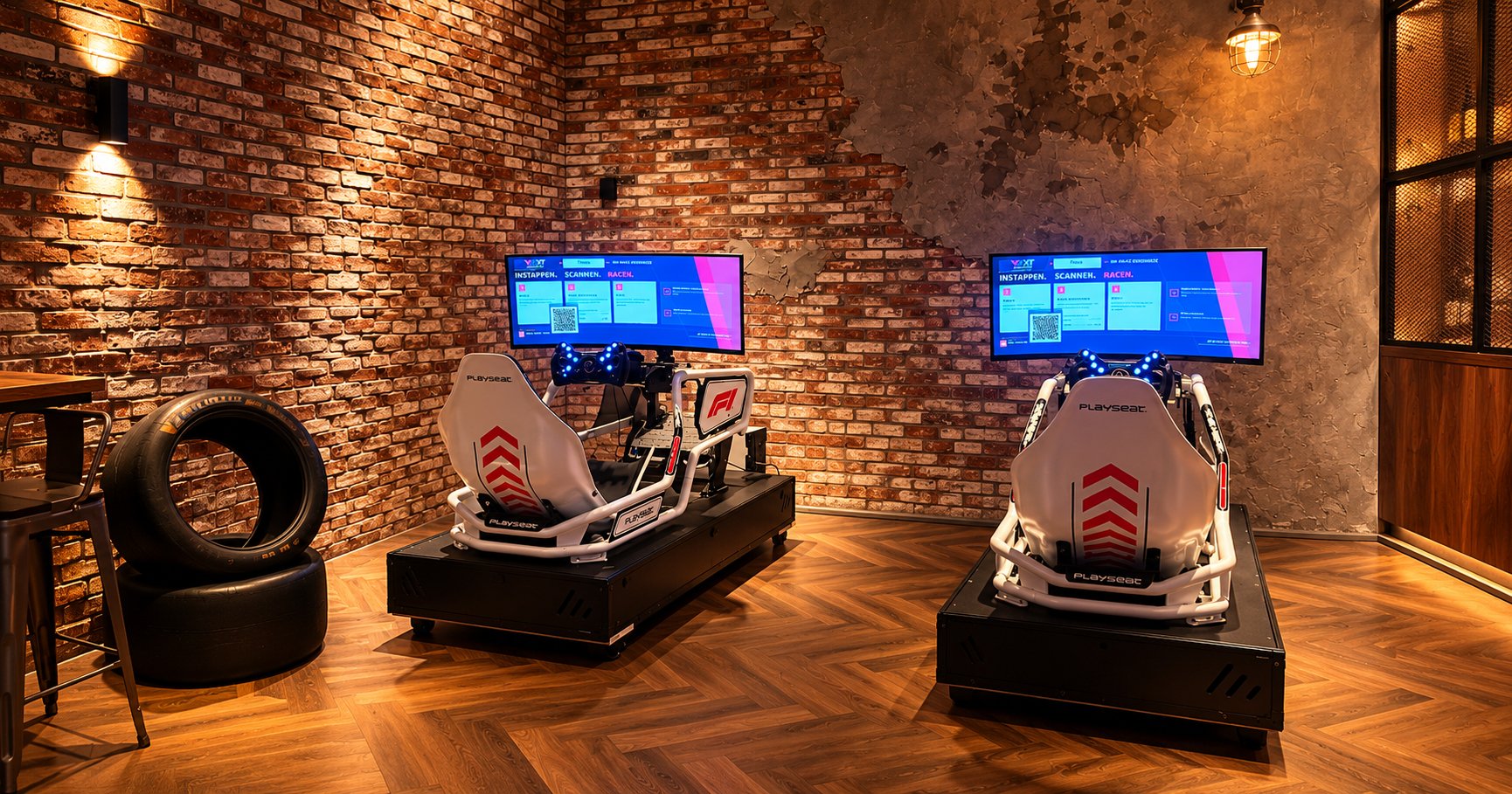 Industriële race-arcade met dubbele simulatoren