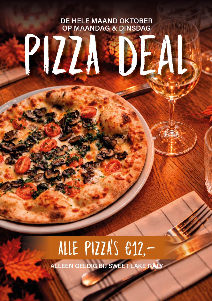 Pizzadeal bij Sweet Lake Italy: alle pizza's voor €12 op maandag en dinsdag in oktober.